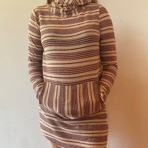 Striped cowl neck dress with pockets